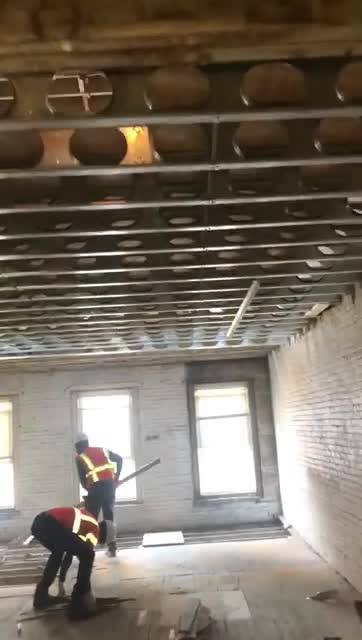 Metal joists during installation